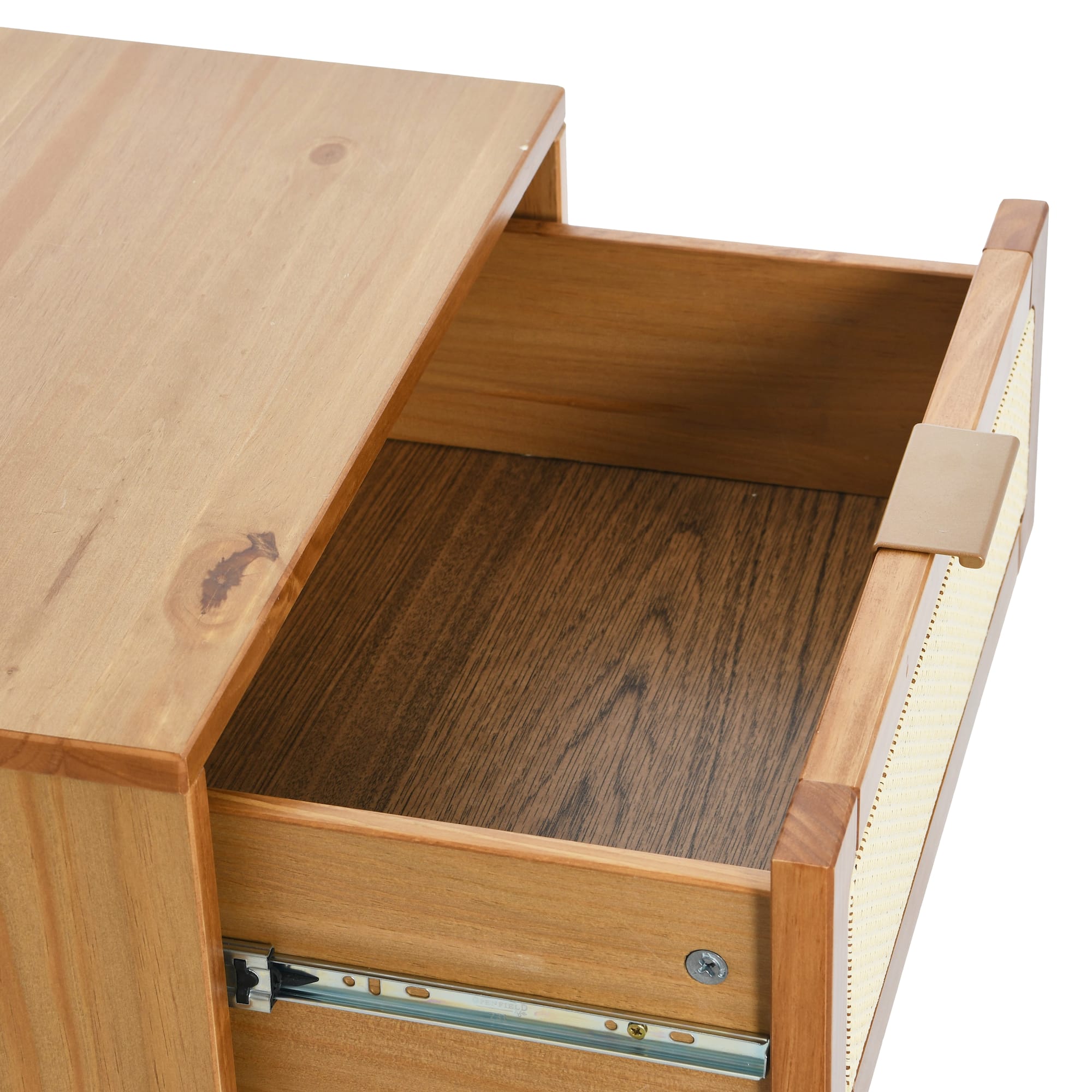 Hello Honey® Crawford 24" Solid Wood Nightstand with Storage Drawers and Cane Detail